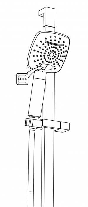 Set de duș, 2-funcții, cu bară glisantă, Deante, , [2]