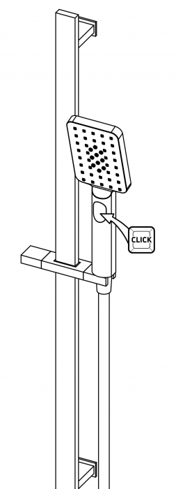 Set de duș, 3-funcții, cu bară glisantă, Deante, Anemon,Negru [2]
