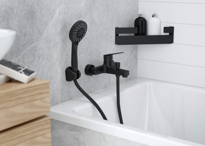 Set de duș, cu suport fix, Deante, Avis,Negru [2]