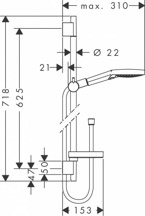 SET DUS RAINDANCE SELECT 120  ECOSMART 3 JET, CU BARA 65 CM SI SAPUNIERA, CROM [2]