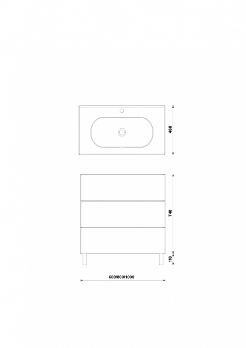 MOBILIER SHONA 80X46X56.5 GALET MAT,3 SERTARE,CU LAVOAR KLEA [2]
