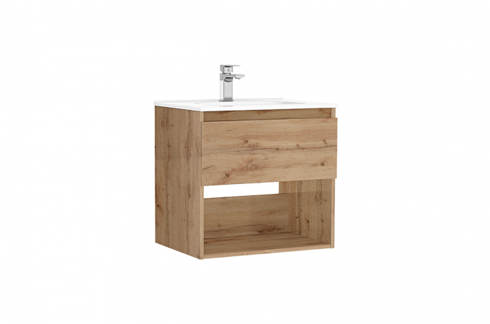 MOBILIER DAILY 60X46X56.5 STEJAR RUSTIC,1 SERTAR+RAFT,CU LAVOAR [1]