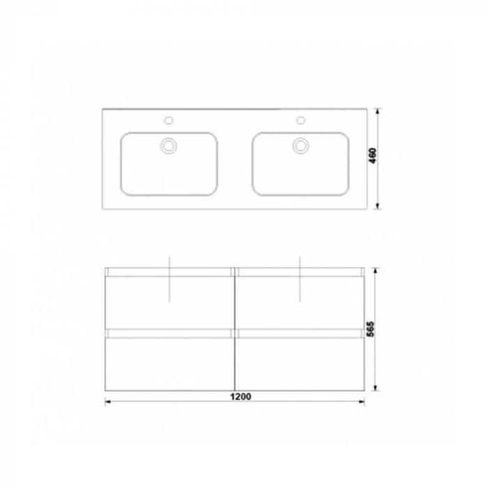MOBILIER DAILY 120X46X56.5 ALB LUCIOS, 4 SERTARE,CU LAVOAR [2]