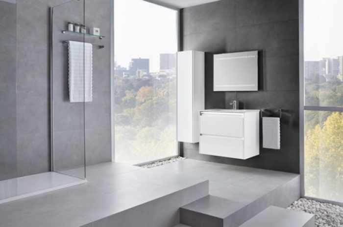 MOBILIER KLEA SUSPENDAT 78,5X45 CM,ALB,2 SERTARE  CU LAVOAR KLEA 81X46 CM, ALB [2]