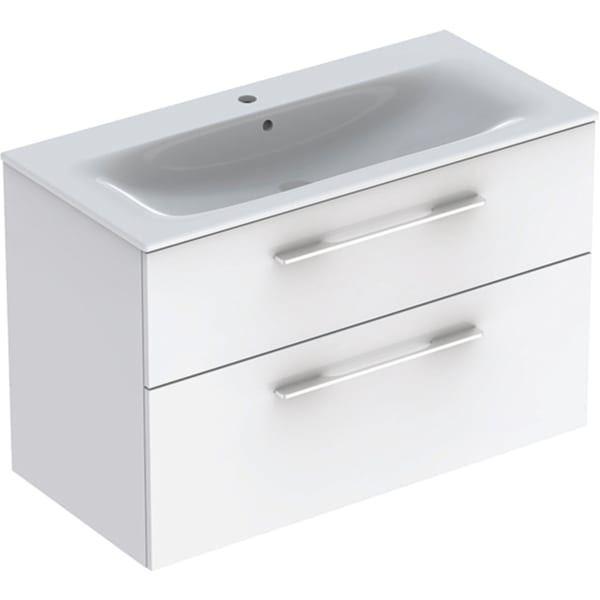 MOBILIER 100 CM SELNOVA SQUARE CU LAVOAR, DOUA SERTARE,ALB [1]