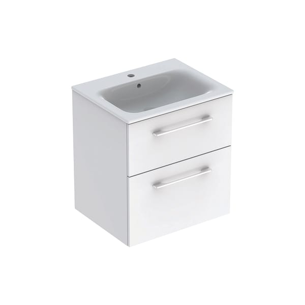 MOBILIER 60 CM SELNOVA SQUARE CU LAVOAR, DOUA SERTARE,ALB [1]