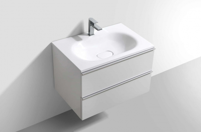 MOBILIER ANNEMARIE 74.4X47.5X50CM, 2 SERTARE , ALB LUCIOS CU LAVOAR MARMURA COMPOZITA [2]