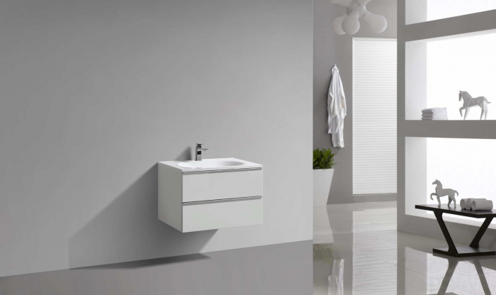 MOBILIER ANNEMARIE 74.4X47.5X50CM, 2 SERTARE , ALB LUCIOS CU LAVOAR MARMURA COMPOZITA [4]