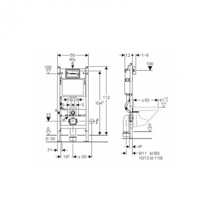 PREPACK WC UP 100 CU CLAPETA DELTA 20 CROM SI SET FIXARE [2]