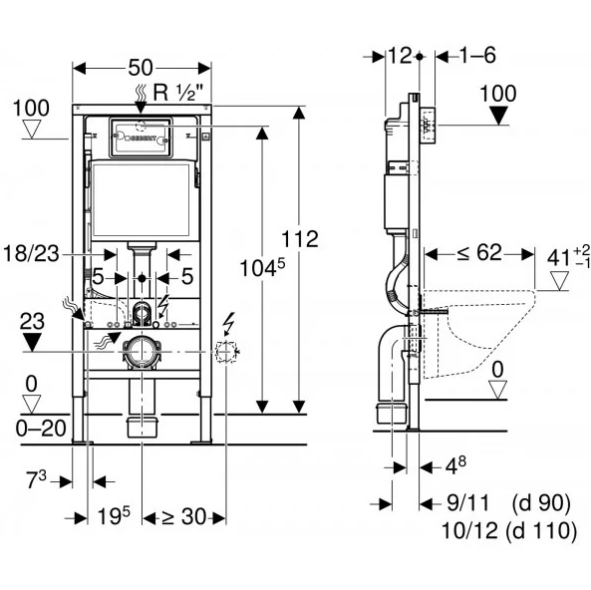 PREPACK DUOFIX DELTA CU CLAPETA DELTA50 NEGRU LUCIOS, SET FIXARE, inclusiv TRAVERSA, SI SET FONOIZOLANT [2]