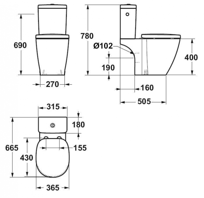 SET VAS WC CONNECT, REZERVOR CUBE CU ALIMENTARE LATERALA SI CAPAC SOFT C [3]