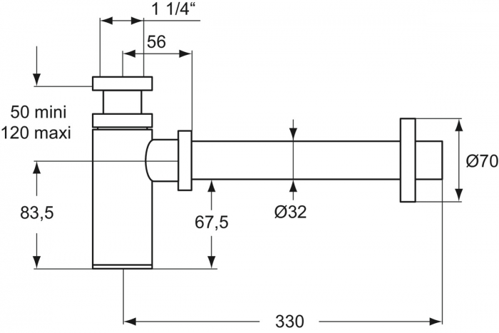 SIFON PENTRU LAVOAR DIN ALAMA CROMATA DE 1-1 /4 [2]