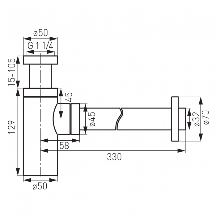 SIFON LAVOAR CILINDRIC TIP BUTELIE KLEOME DIN ALAMA 1 1/X32 MM, AURIU LUCIOS [2]