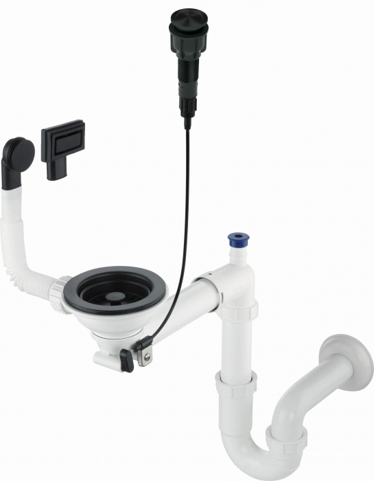 Sifon pentru chiuveta din granit, 1-cuvă - Space-Saver, Deante, ,Negru [1]