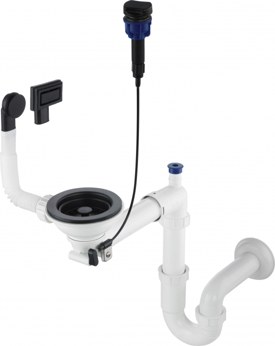 Sifon pentru chiuveta din granit, 1-cuvă - Space-Saver, Deante, ,Negru [1]