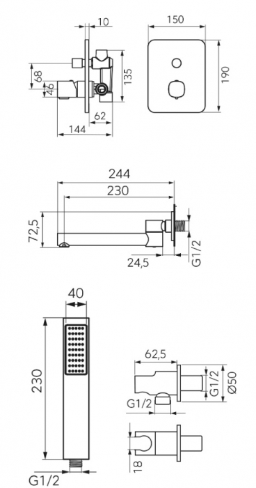 SISTEM DUS 5 IN 1 MEANDRO, BATERIE INCASTRATA 2 IESIRI, PIPA MOBILA UMPLERE, PARA, FURTUN SI RACORD PENTRU BATERIE INCASTRATA, CROM [2]