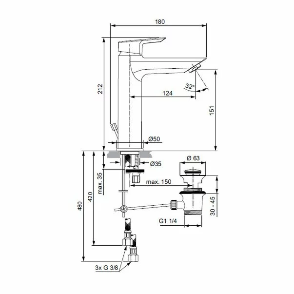 Baterie pentru lavoar Ideal Standard Tesi Grande – design modern și eficiență [2]
