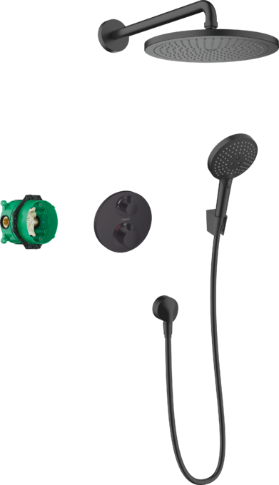 SISTEM DUS INCASTRAT TERMOSTATIC CROMA 280 ECOSTAT S, NEGRU MAT [1]