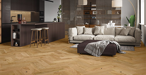 Parchet triplustratificat, Barlinek, Stejar Caramel Herringbone 180 [1]