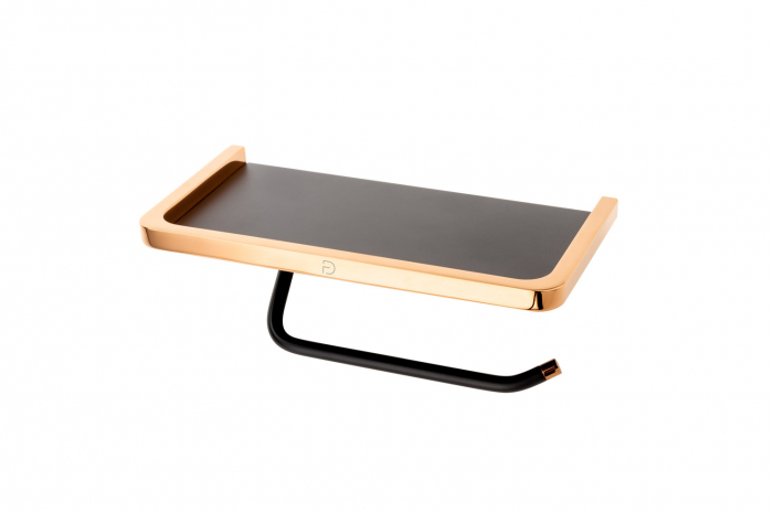 SUPORT HARTIE IGIENICA CU POLITA MERIDA, NEGRU-ROZ AURIU [1]