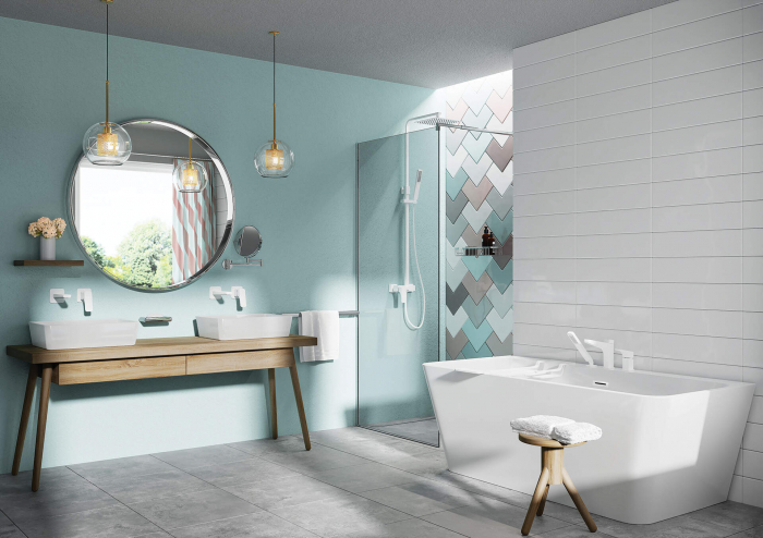 Perete/paravan de duș, Sistem Keria Plus, 80 cm, Deante, Kerria,Cromat [5]