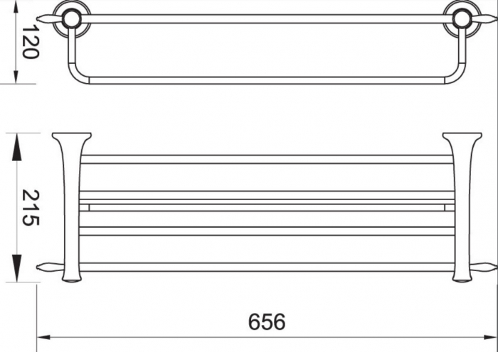SUPORT PROSOAPE CU BARA PROSOP LACRIMA 600 MM, BRONZ [2]