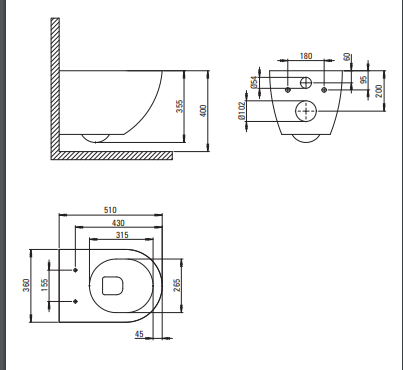 Vas de WC, cu capac, fără bordură  si bideu suspendat, Deante, Peonia,Alb [1]