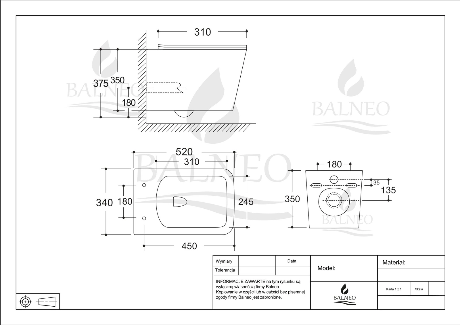 Vas WC suspendat Balneo Luga Rimless negru, fără ramă, cu capac cu închidere lentă din duroplast [4]