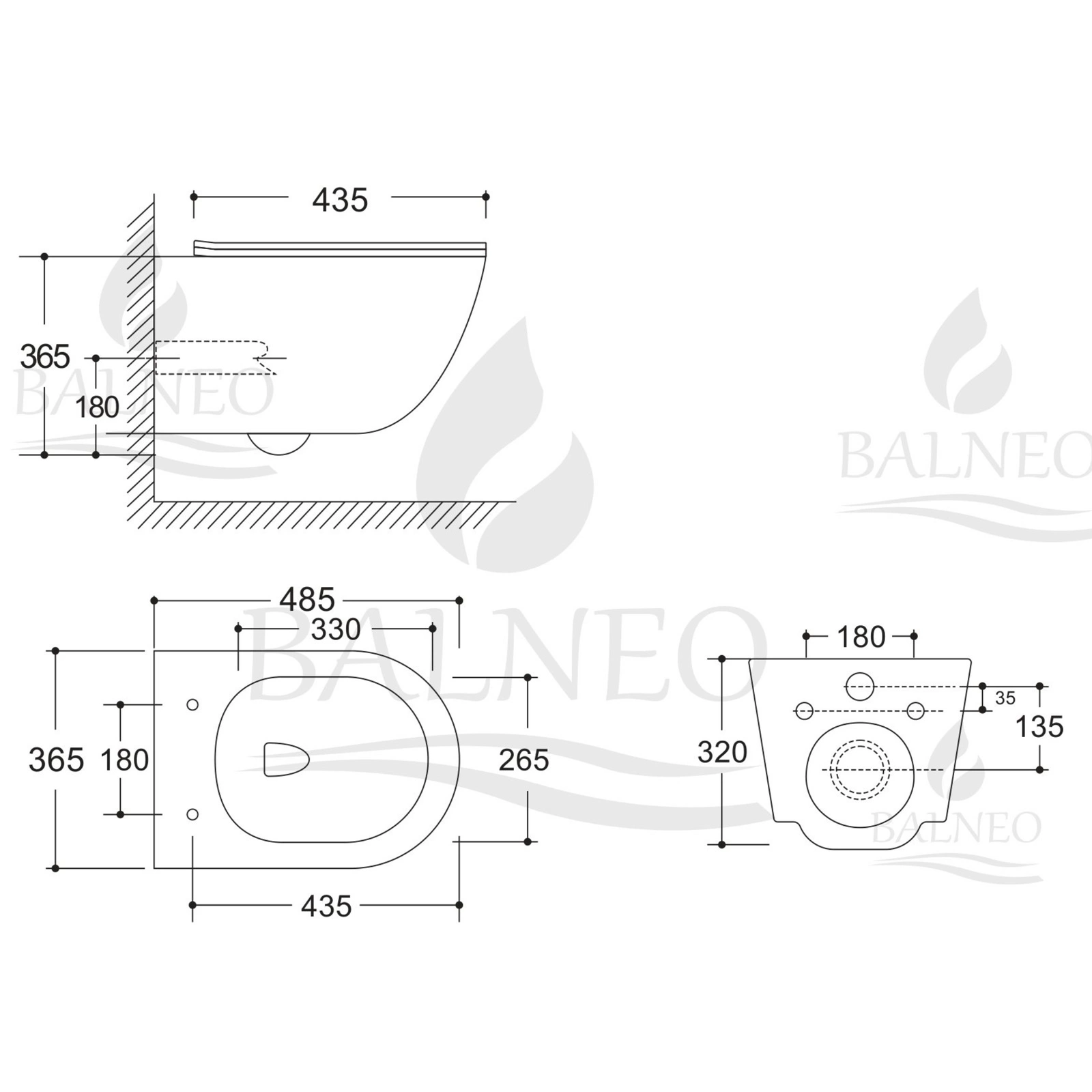 Vas WC suspendat Balneo Luxa Tornado alb, fără ramă, cu capac cu închidere lentă din duroplast [3]