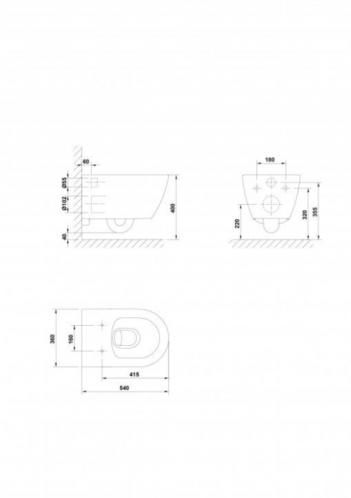 VAS WC EMMA ROUNDED SUSPENDAT RIMLESS 54X36 CM ALB [5]