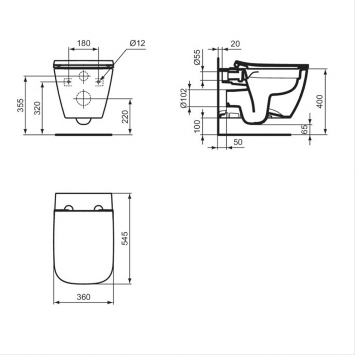 VAS WC I.LIFE B SUSPENDAT RIMLESS+, 54X35.5, FIXARE COMPLET ASCUNSA, GRI LUCIOS [5]