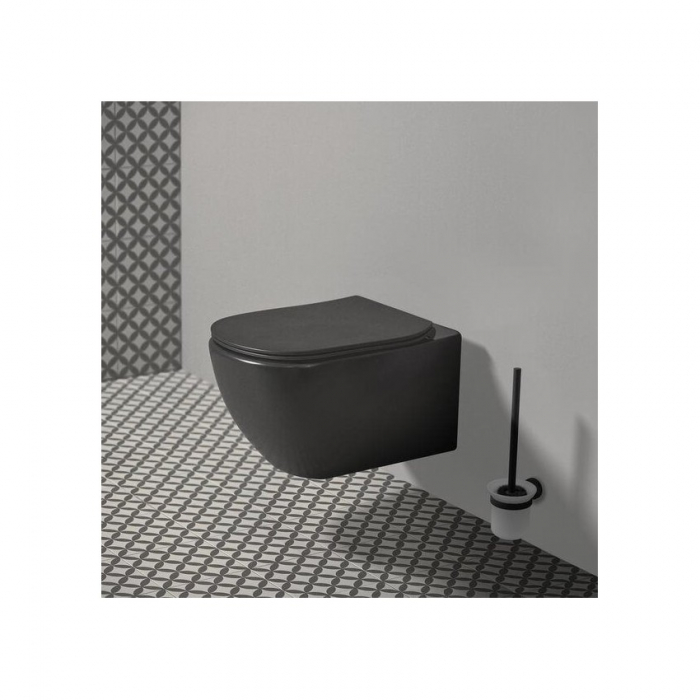 VAS WC TESI SUSPENDAT AQUABLADE,53.5X36.5, FIXARE COMPLET ASCUNSA, NEGRU MAT [2]