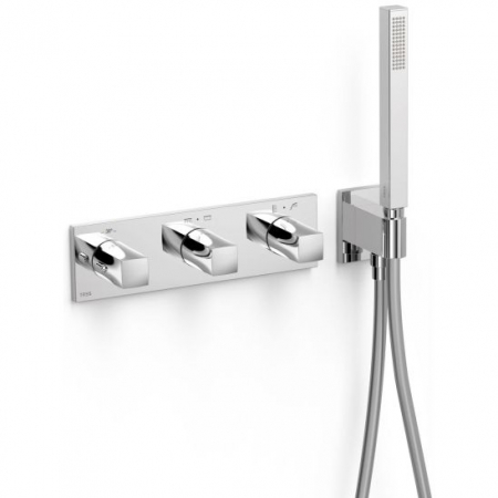 Baie - Tres Griferia Baterie termostatică încastrată B-System cu distribuitor 4 căi – Finisaj cromat