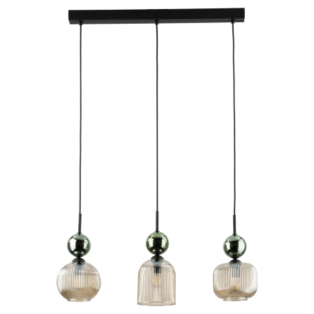 Lampă Suspendată TK Lighting SOPHIA GREEN COGNAC 3xE14 – Corp de Iluminat Modern din Sticlă Verde–Cognac și Metal Auriu Satinat [1]