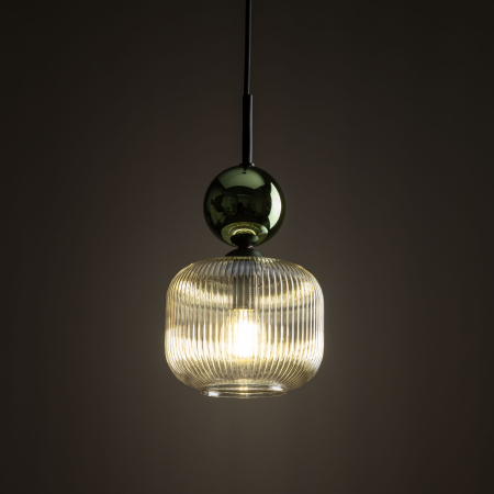 Iluminat interior si exterior - Lampă Suspendată TK Lighting SOPHIA GREEN COGNAC 1xE14 – Varianta 3, Design Modern din Sticlă Verde–Cognac și Metal Auriu Satinat