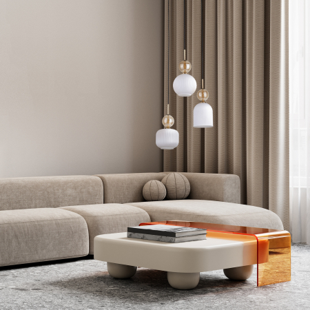 Lampă suspendată SOPHIA COGNAC WHITE 3xE14 de la TK Lighting, fabricată în Polonia. Design glamour cu abajururi din sticlă cognac albă și structură metalică aurie. Ideală pentru livinguri și dininguri [2]