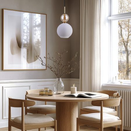 Lampă Suspendată TK Lighting SOPHIA COGNAC WHITE 1xE14 – Varianta 2, Design Modern din Sticlă Cognac Albă și Metal Auriu Satinat [2]