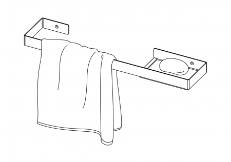 Agățătoare cu montare pe perete, pentru prosoape - cu raft, Deante, ,Alb [1]