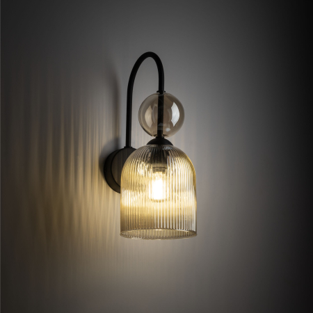 Iluminat interior si exterior - Aplică de Perete TK Lighting SOPHIA COGNAC 1xE14 – Corp de Iluminat Modern din Sticlă Cognac și Metal Auriu Satinat
