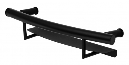 Baie - Bară de susținere cu montare pe perete, cu raft - 2în1, Deante, Vital,Negru