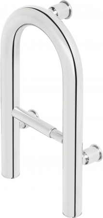 Baie - Bară de susținere cu montare pe perete, cu spațiu pentru hârtia igienică - 2în1, Deante, Vital,STAINLESS Inox