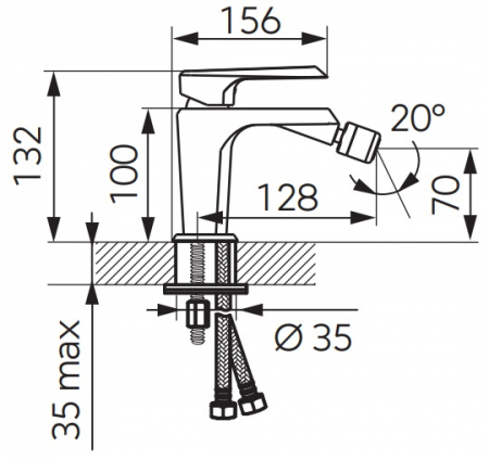 Baterie bideu FDesign Brina, ventil pop-up, crom [1]