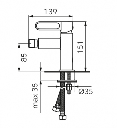 BATERIE BIDEU ZAFFIRO CU VENTIL, NEGRU-ROZ AURIU [1]