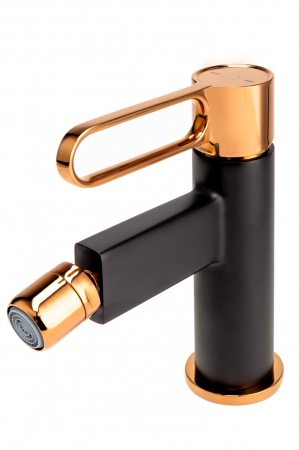 Baterii de baie - BATERIE BIDEU ZAFFIRO CU VENTIL, NEGRU-ROZ AURIU