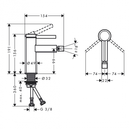 BATERIE BIDEU FINORIS CU VENTIL PUSH-OPEN, CROM [1]