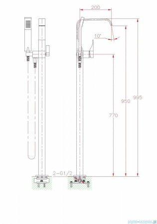 BATERIE CADA CU MONTAJ PE PARDOSEALA MODERN I CROM [1]