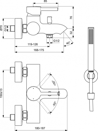 BATERIE CADA/DUS CERALINE CU ACCESORII NEGRU MAT [1]