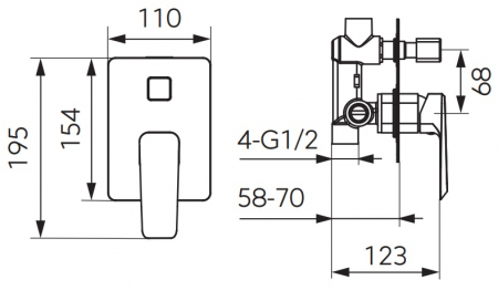 BATERIE INCASTRATA CADA/DUS BRINA CU 2 IESIRI, CROM [1]