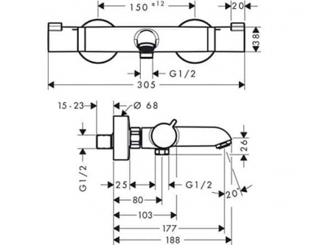 BATERIE CADA TERMOSTATICA ECOSTAT COMFORT, CROM [1]