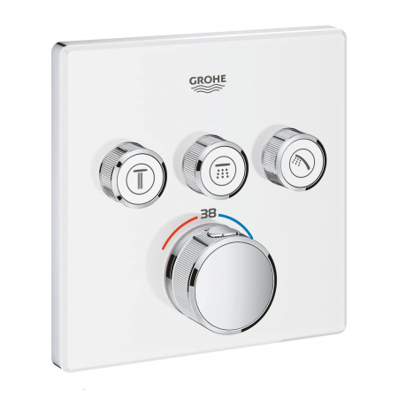 Baterii dus - ORNAMENT PATRAT SMART CONTROL TERMOSTATAT 3 VALVE CROM-ALB
